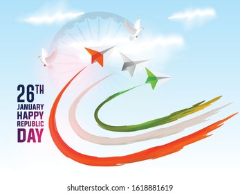 26 of January, Indian Republic Day Background with Ashoka Wheel  Background.