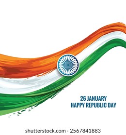 26 January indian republic day creative wave celebration background