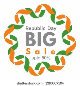 26 January Republic Day Big Sale template with tri color of Indian flag.  