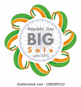 26 January Republic Day Big Sale template with tri color of Indian flag.  