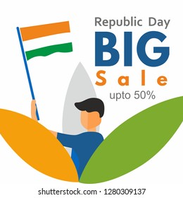 26 January Republic Day Big Sale template with tri color of Indian flag.  