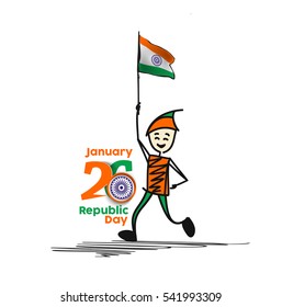 26 january Republic day concept a boy with hand holding indian flag