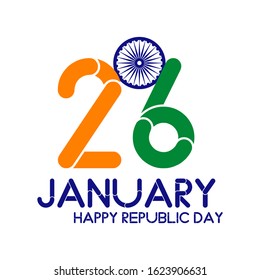 26 January republic day. Design with text