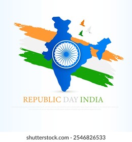 26 January, Republic day India, vector illustration of Indian waving flag