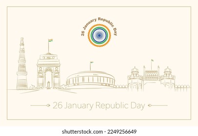 26 january republic day poster design vector illustration