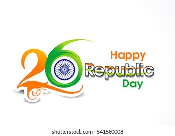 26 January Republic day text background vector illustration 