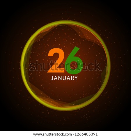 26 January text in circular frame on brown background for Indian Republic Day poster design.