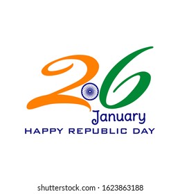 26 January text. Happy Republic Day poster design.