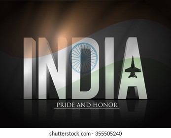 26 January vector creative Indian flag with 3d text and dark background design