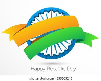 26 January vector creative Indian flag with ashoka wheel design