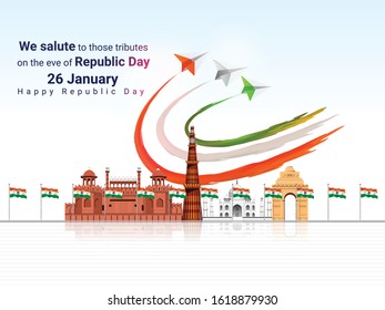 26 January vector illustration of republic day celebration. 