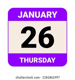 26 January,Thursday. Date template. Useful design for calendar or event promotion. Vector illustration EPS 10 File