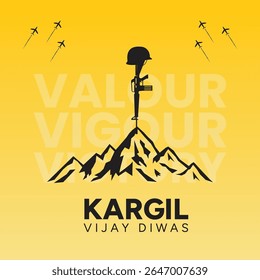 26 july kargil vijay diwas soldier silhouette illustration