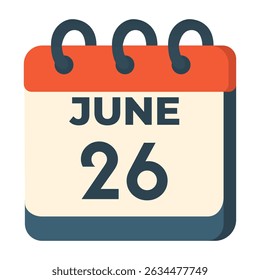 26 june calendar vector on white background
Vector calendar with date