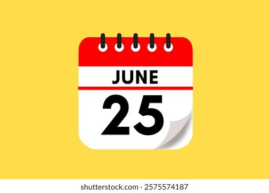 26 June month single day vector, illustration, calendar with red, black, white and yellow color background calendar June 26
