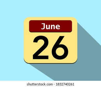 26 de junio - Imagen vectorial de un icono de un calendario