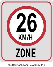 26 km h speed limit zone. Vector illustration
