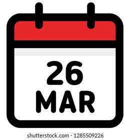 26. March - Calendar Icon - Vector Illustration - Vector