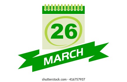 26 March Calendar with Ribbon