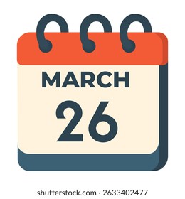 26 march calendar vector on white background
Vector calendar with date