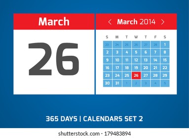 26 March vector calendar, Set 2