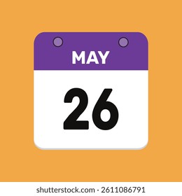26 may calender icon text page monthly web design.