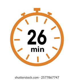 26 minute Timer, clock, icon vector stopwatch isolated icons. Countdown timer symbol.