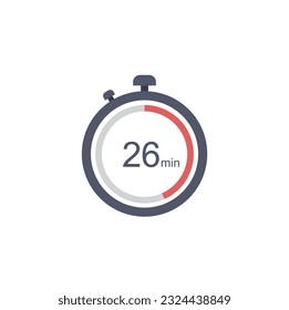 26 minutes timer icon, 26 min digital timer. Clock and watch, timer, countdown.