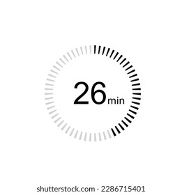 26 minutes timer icon,26 min digital timer. Clock and watch, timer, countdown.