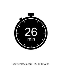 26 minutes timer, 26 min stopwatch or countdown icon.