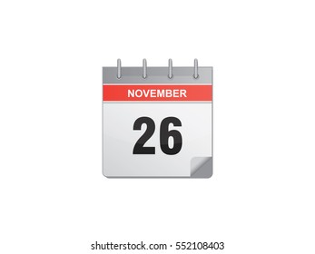26 November calendar vector illustration on white background