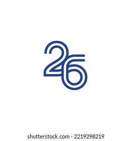 26 number twenty six minimal linked lines logo design vector illustration