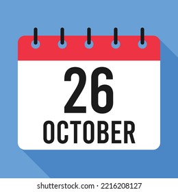 26 October Calendar. Blue Background. Vector Calendar.