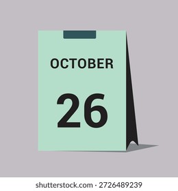 26 october calendar date icon minimal desk calendar vector illustration