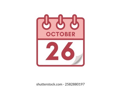 26 October month single day vector, illustration, calendar with maroon, rose and white color background calendar October 26
