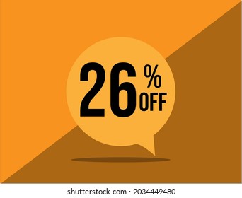 26% de descuento. Cartel con un descuento del 26% en un globo cuadrado amarillo.  