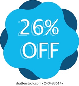26 % Rabatt auf die Ankündigung von Blue Vector und Illustration auf weißem Hintergrund