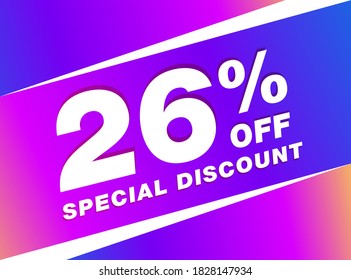 26% OFF Sale Discount Banner. Discount offer price tag. 26% OFF Special Discount offer