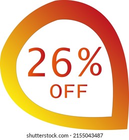 26 percent off with orange vector off circle format