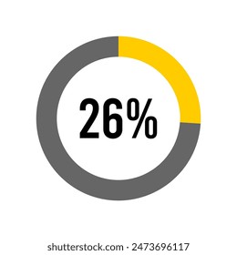 26% percent percentage diagram meter from ready-to-use for web design, user interface UI or infographic -