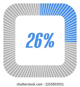 26 percent square shape percentage diagram for infographics,documents or reports. vector.