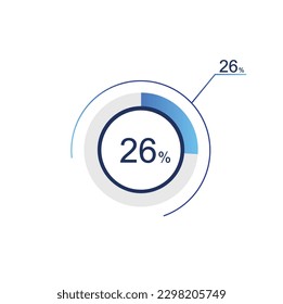 26% percentage infographic circle icons, 26 percents pie chart infographic elements for Illustration, business, web design. svg