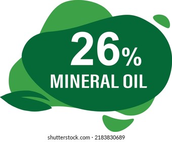 26 percentage mineral oil wonderfull rounded shape design element vector illustration for promo sign label on white background with fantastic font and white color