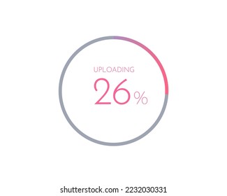 26 percentage uploading, pie chart for Your documents, reports, 26% circle percentage diagrams for infographics