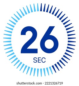 26 seconds,concept of time,timer icon,vector illustration,circle time pie diagram.
