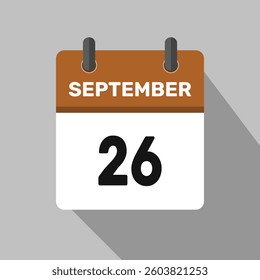 26 september calendar icon vector design month illustration