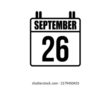 26 September calendar. Simple calendar page for the month of September. Black vector on white background.