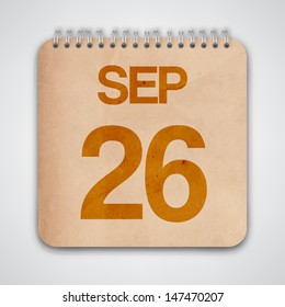 26 September on Old Notebook Vector 