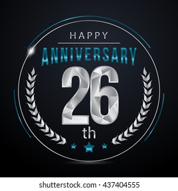 26 Silver anniversary logo, low poly design number