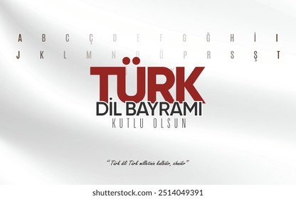 26 Eylül, Turk dil bayramı kutlama tasarımı. Traducción: 26 de septiembre, diseño de celebración de vacaciones en idioma turco